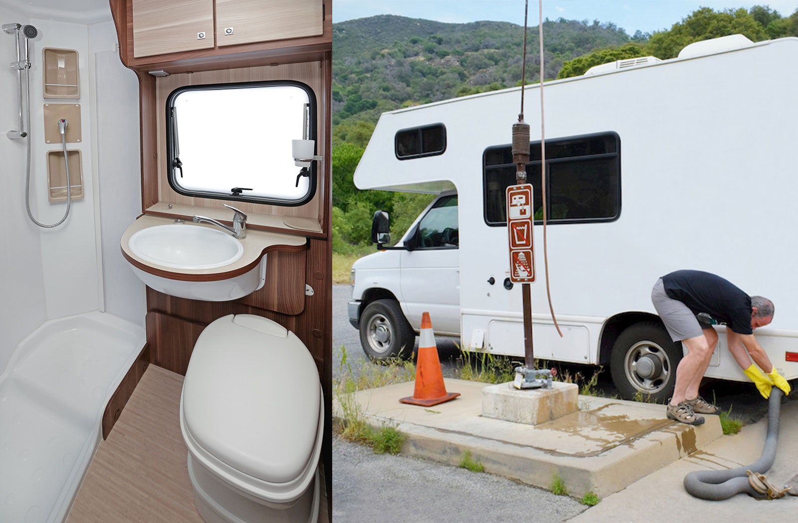 Portable RV/camper toilet and holding tank setup in Bethesda, Maryland