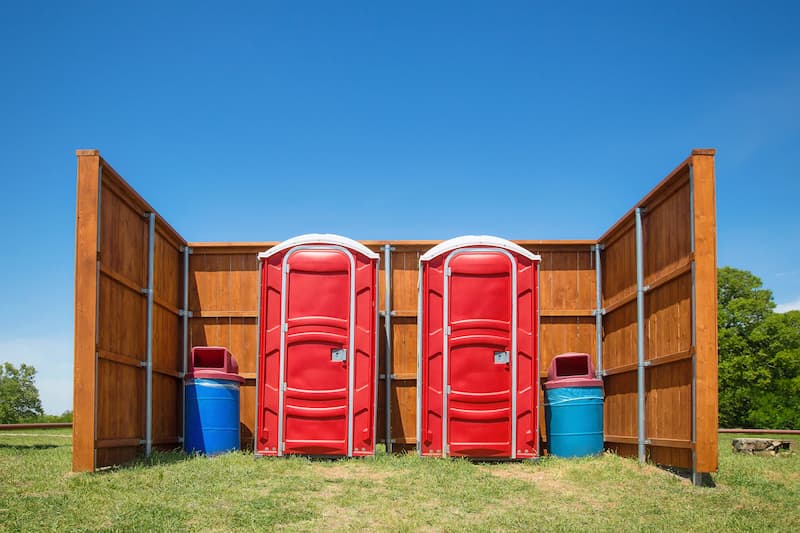 Short-term porta potty units staged for delivery in Bethesda, Maryland