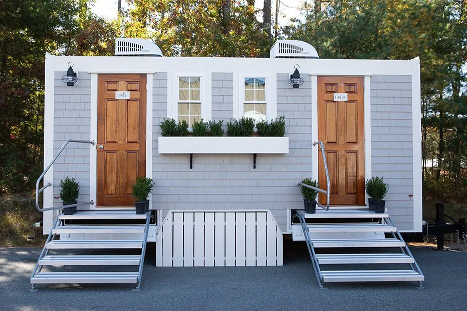 Wedding restroom units discretely staged at a venue in Bethesda, Maryland